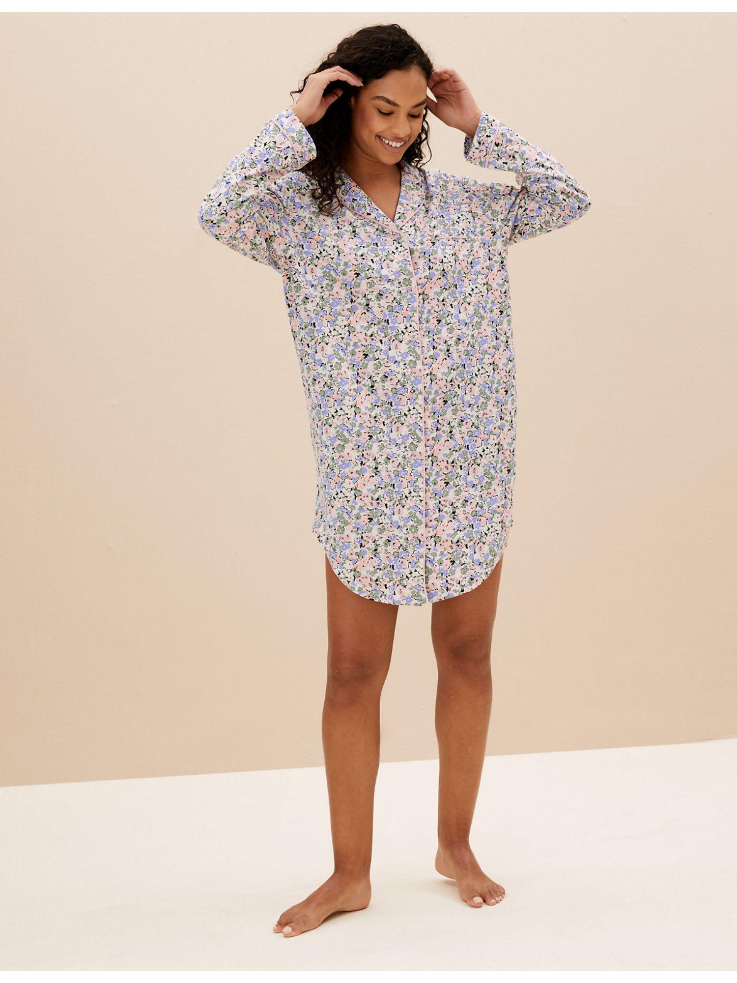 cotton rich floral short nightshirt