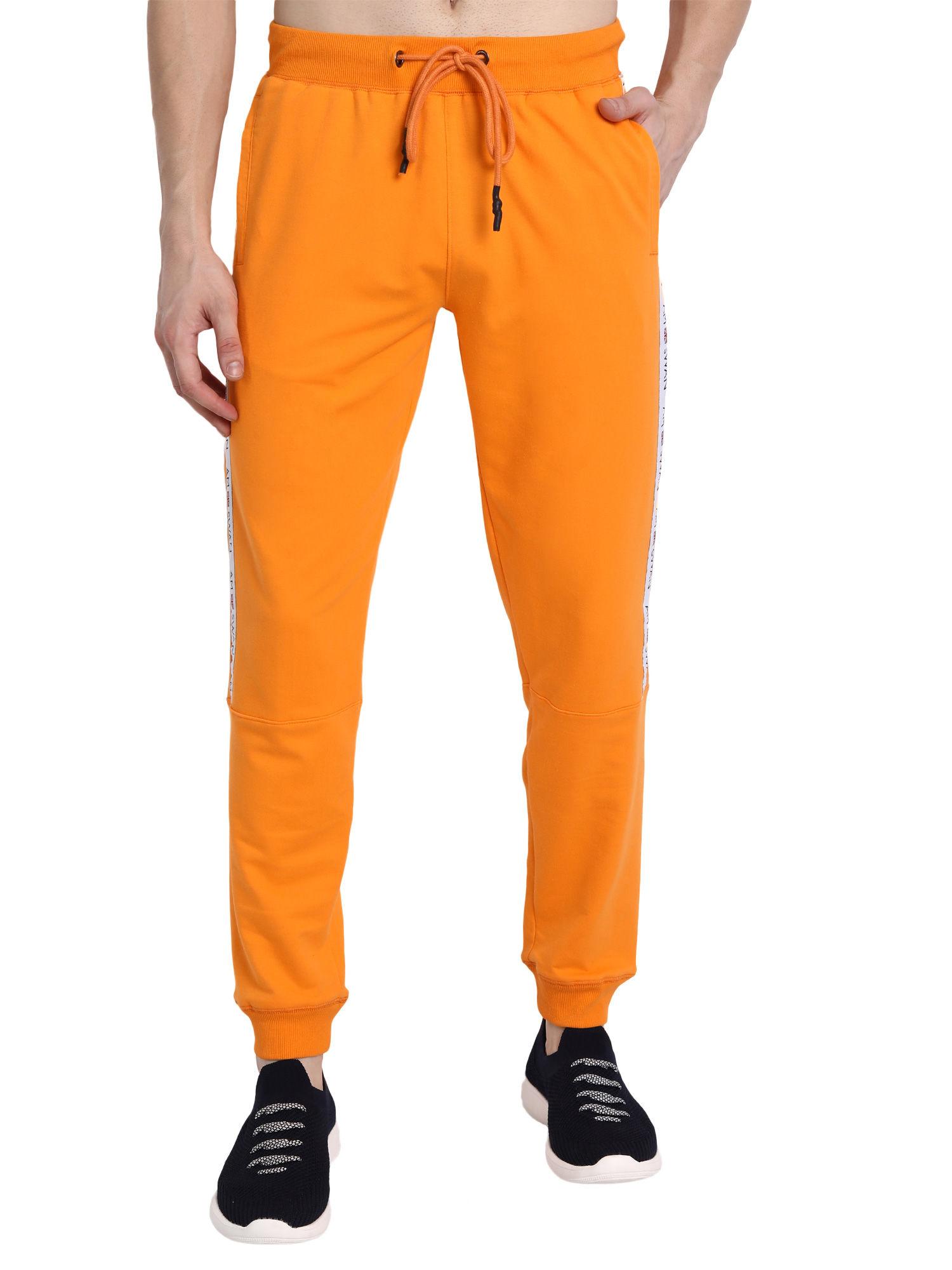 cotton rich lycra with solid tape joggers in orange