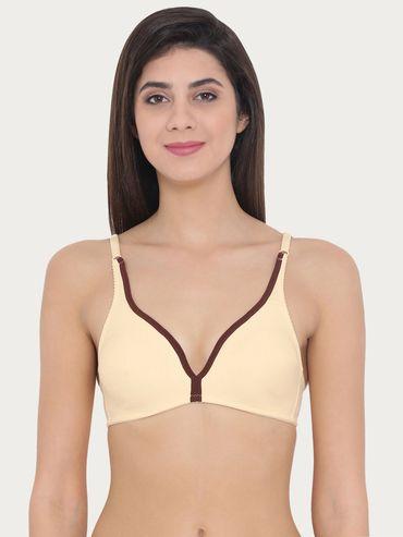 cotton rich non-padded non-wired t-shirt plunge bra nude