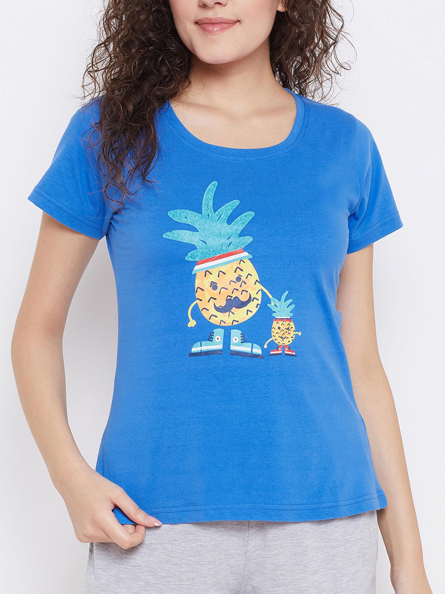 cotton rich printed t-shirt - blue