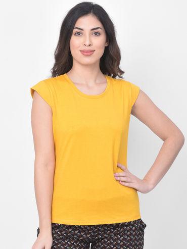 cotton rich solid cap sleeve t-shirt - yellow