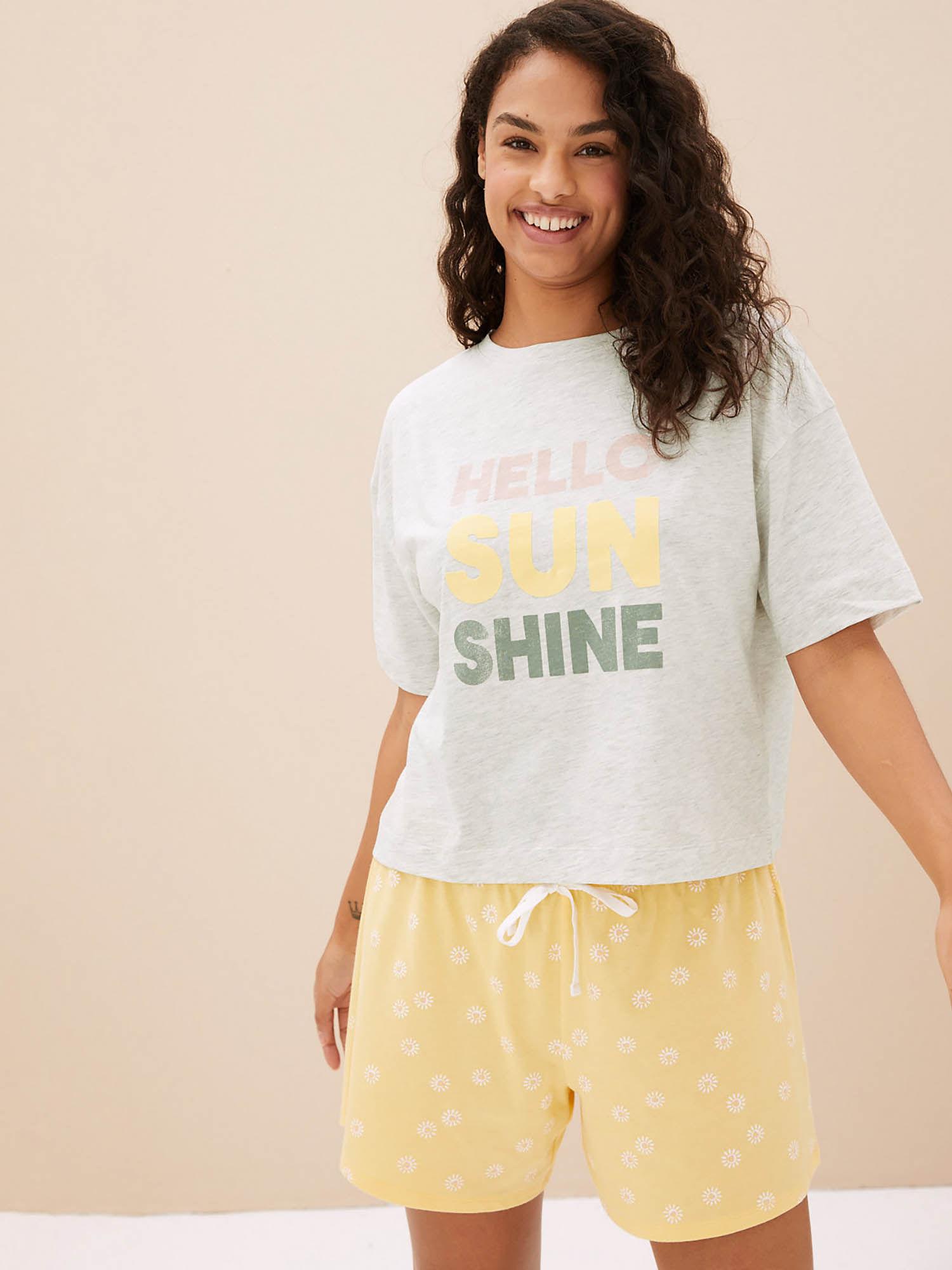 cotton rich sunshine slogan pyjama top