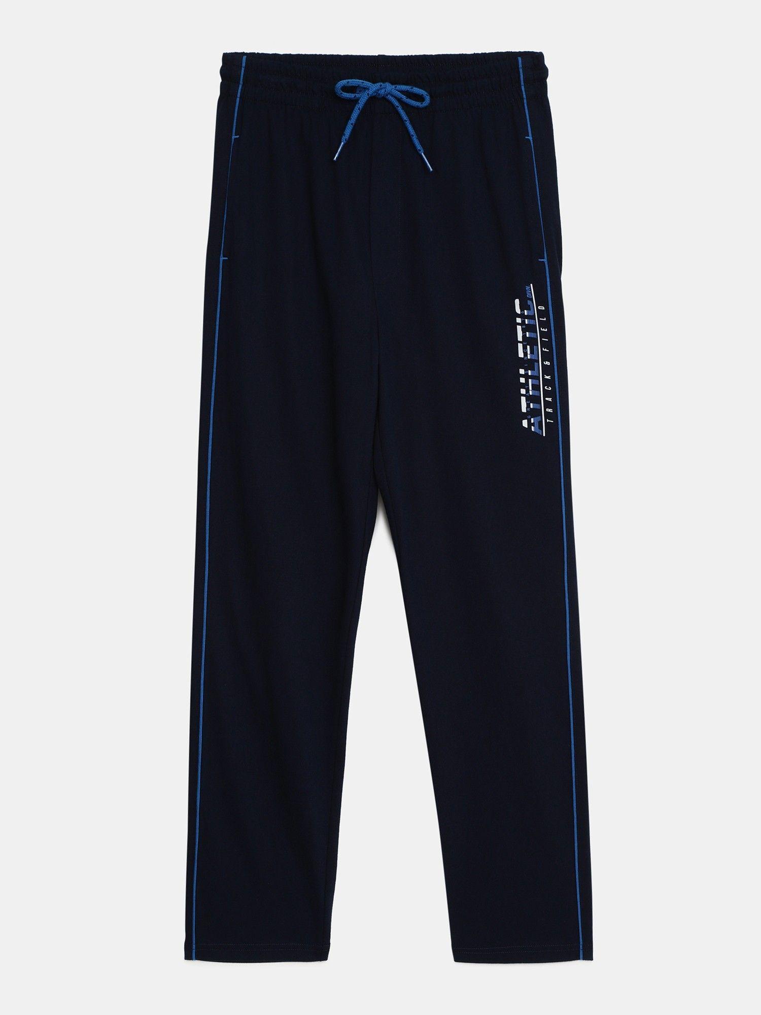 cotton rich track pant piping design - navy