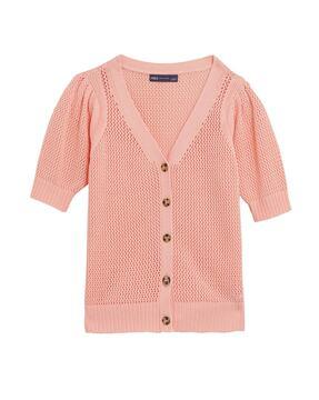 cotton rich v-neck short-sleeve cardigan