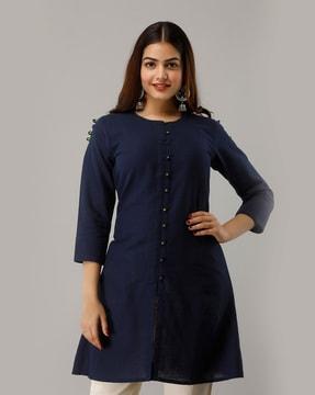 cotton round-neck a-line tunic