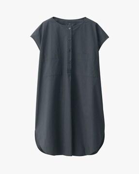 cotton round-neck shift dress