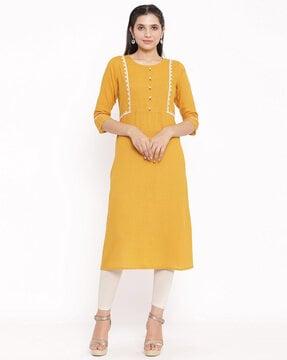 cotton round-neck straight kurta