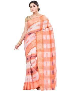 cotton saree with floral woven motifs