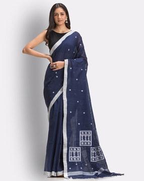 cotton saree with tassel