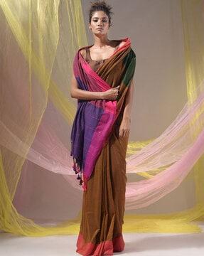 cotton saree with tassels