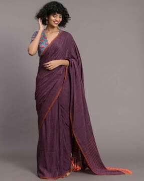 cotton saree with tassels