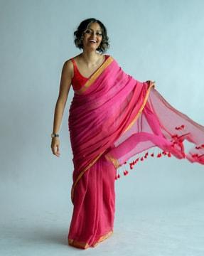 cotton saree with tassels