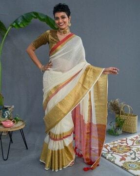 cotton saree with tassels