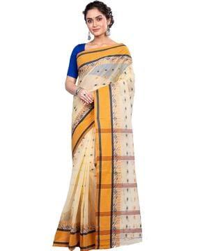 cotton saree with woven motifs