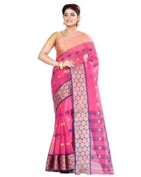 cotton saree with woven motifs