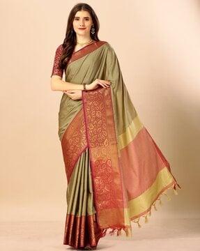 cotton saree with woven motifs