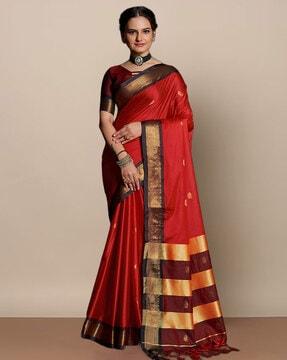 cotton saree with woven motifs