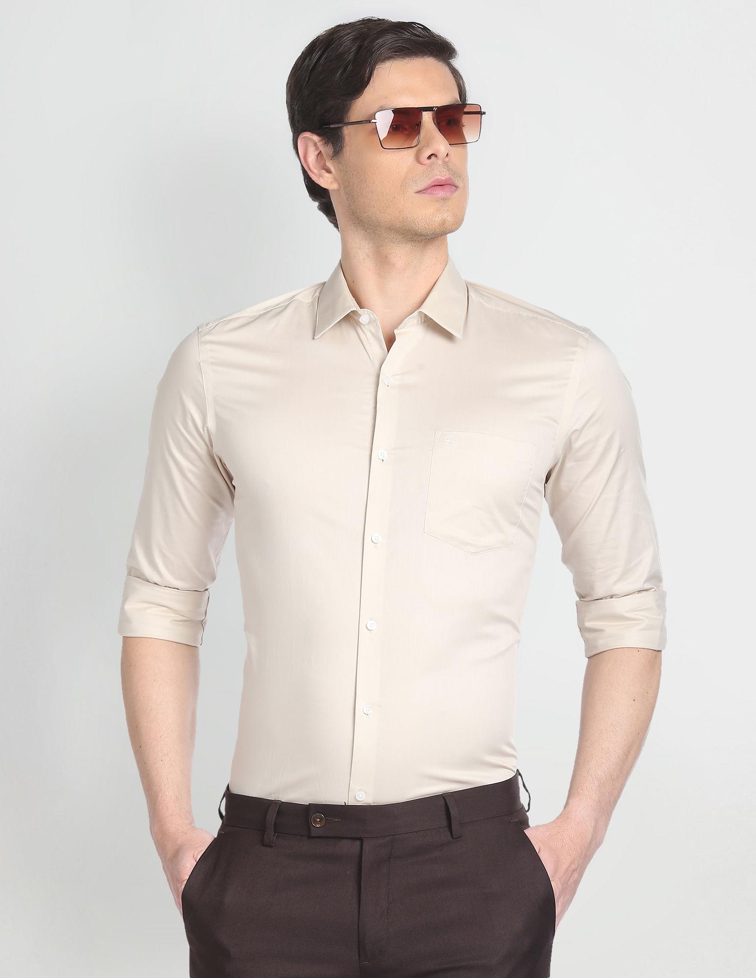 cotton sateen slim formal shirt