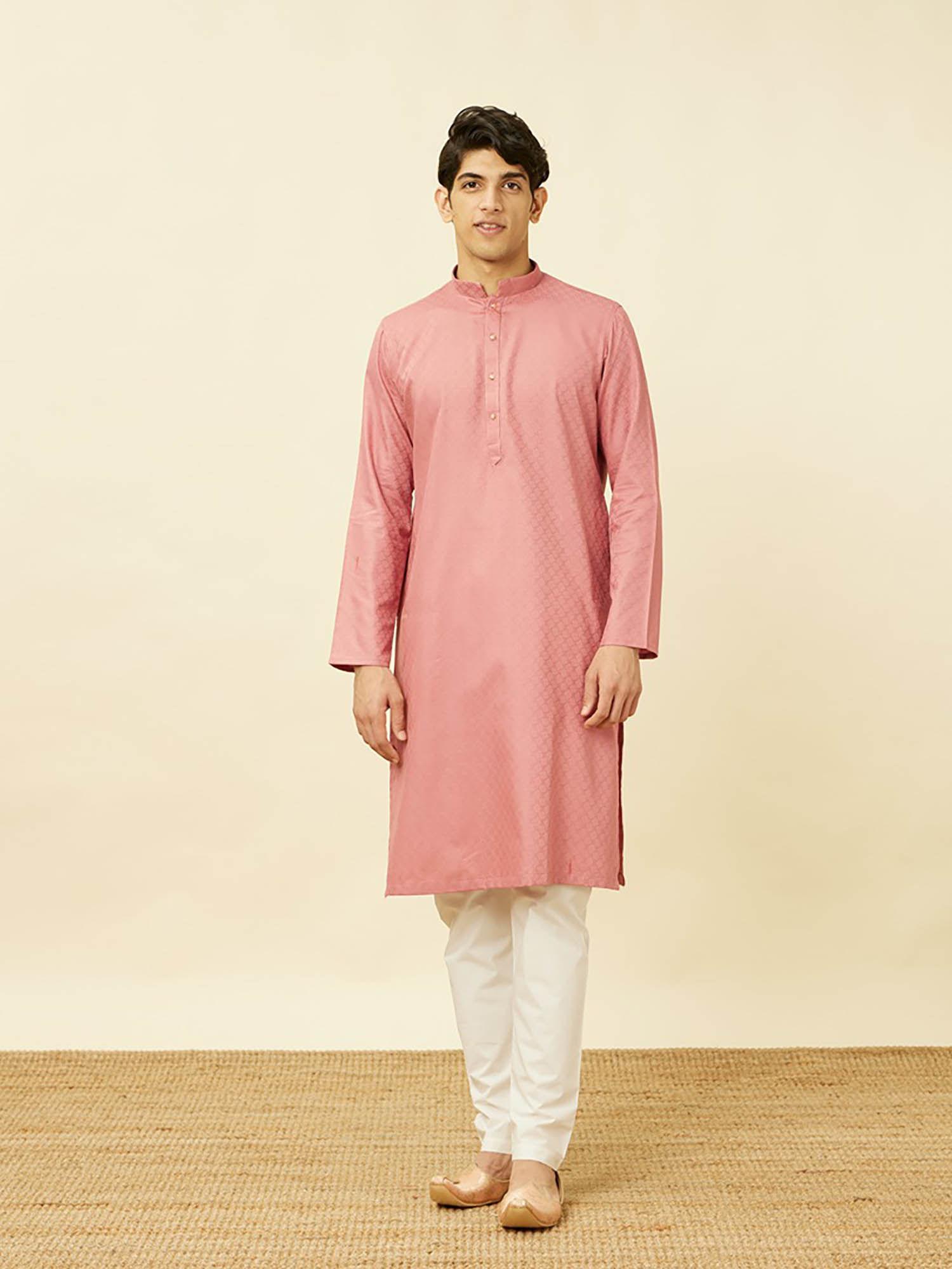 cotton self design kurta for men