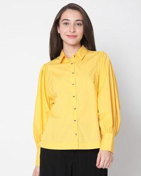 cotton shirt with balloon sleeves