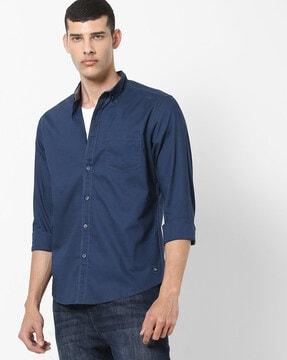 cotton shirt with button-down collar