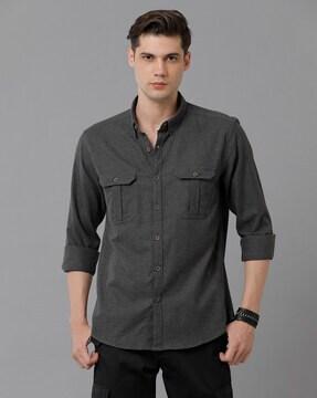 cotton shirt with button-down collar