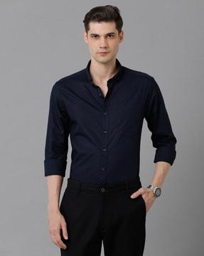cotton shirt with button-down collar