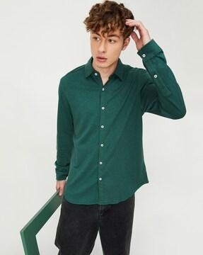 cotton shirt with button-down collar