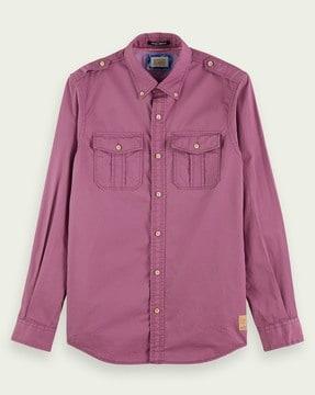 cotton shirt with button flap pockets