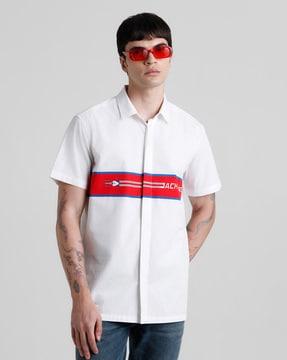 cotton shirt with contrast panel