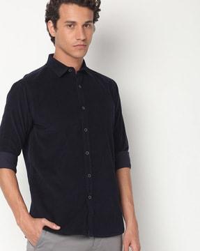 cotton shirt with cut-away collar