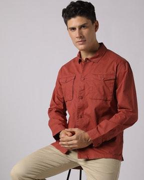 cotton shirt with double flap pockets