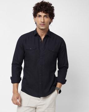 cotton shirt with flap pockets