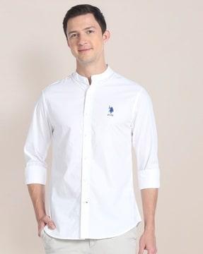 cotton shirt with logo embroidery