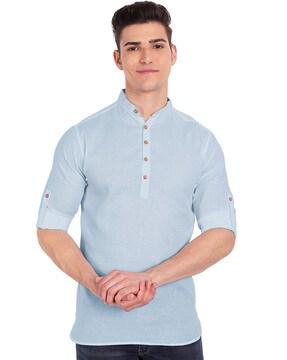 cotton shirt with mandarin collar