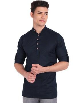 cotton shirt with mandarin collar