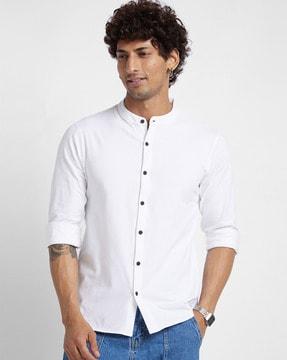 cotton shirt with mandarin collar