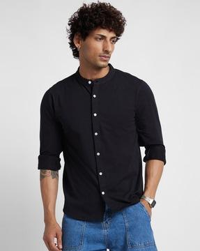cotton shirt with mandarin collar