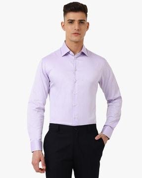 cotton shirt with spread collar