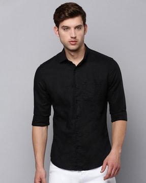 cotton shirt with spread collar