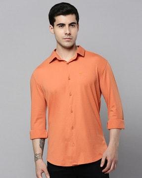 cotton shirt with spread collar