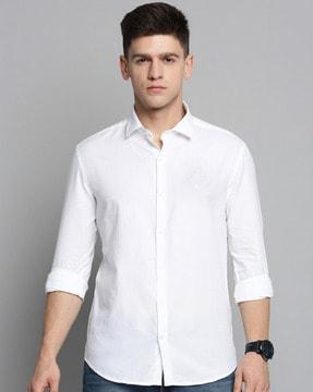 cotton shirt with spread collar