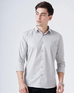 cotton shirt with spread collar