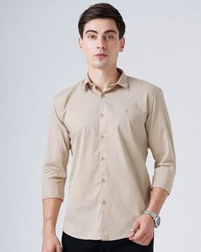 cotton shirt with spread collar