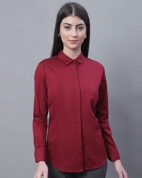 cotton shirt with spread collar