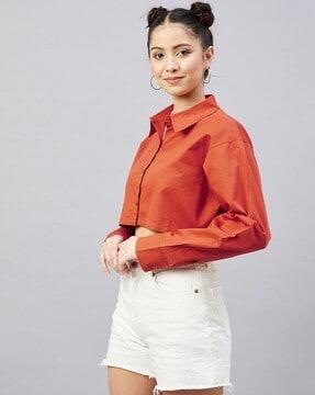 cotton shirt with spread collar