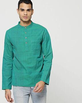 cotton short kurta with patch pocket