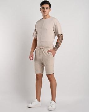 cotton shorts with raw-edge hems