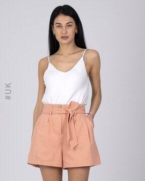 cotton shorts with waist tie-up