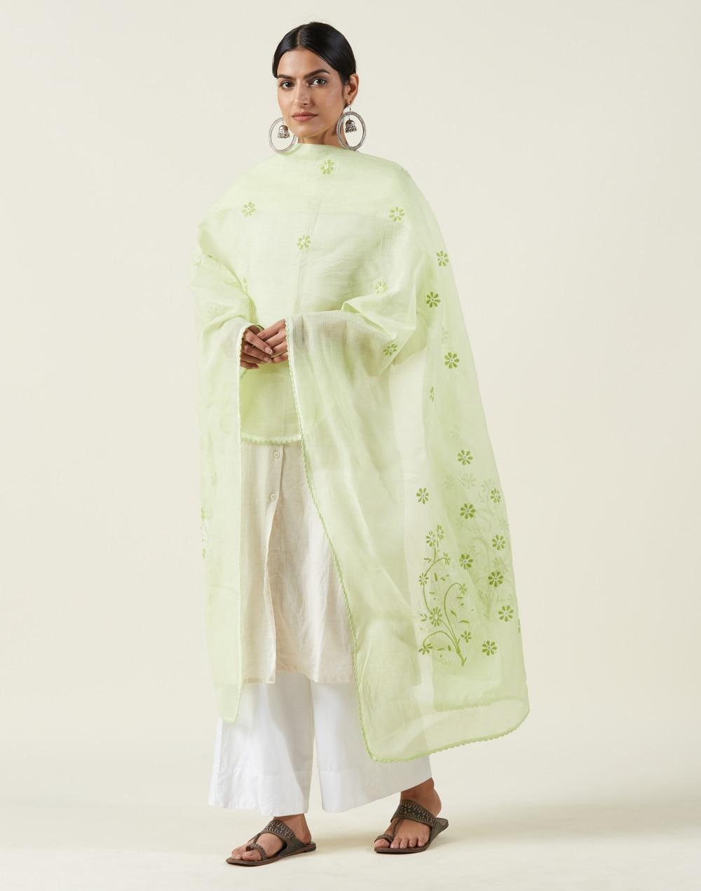 cotton silk chikankari dupatta